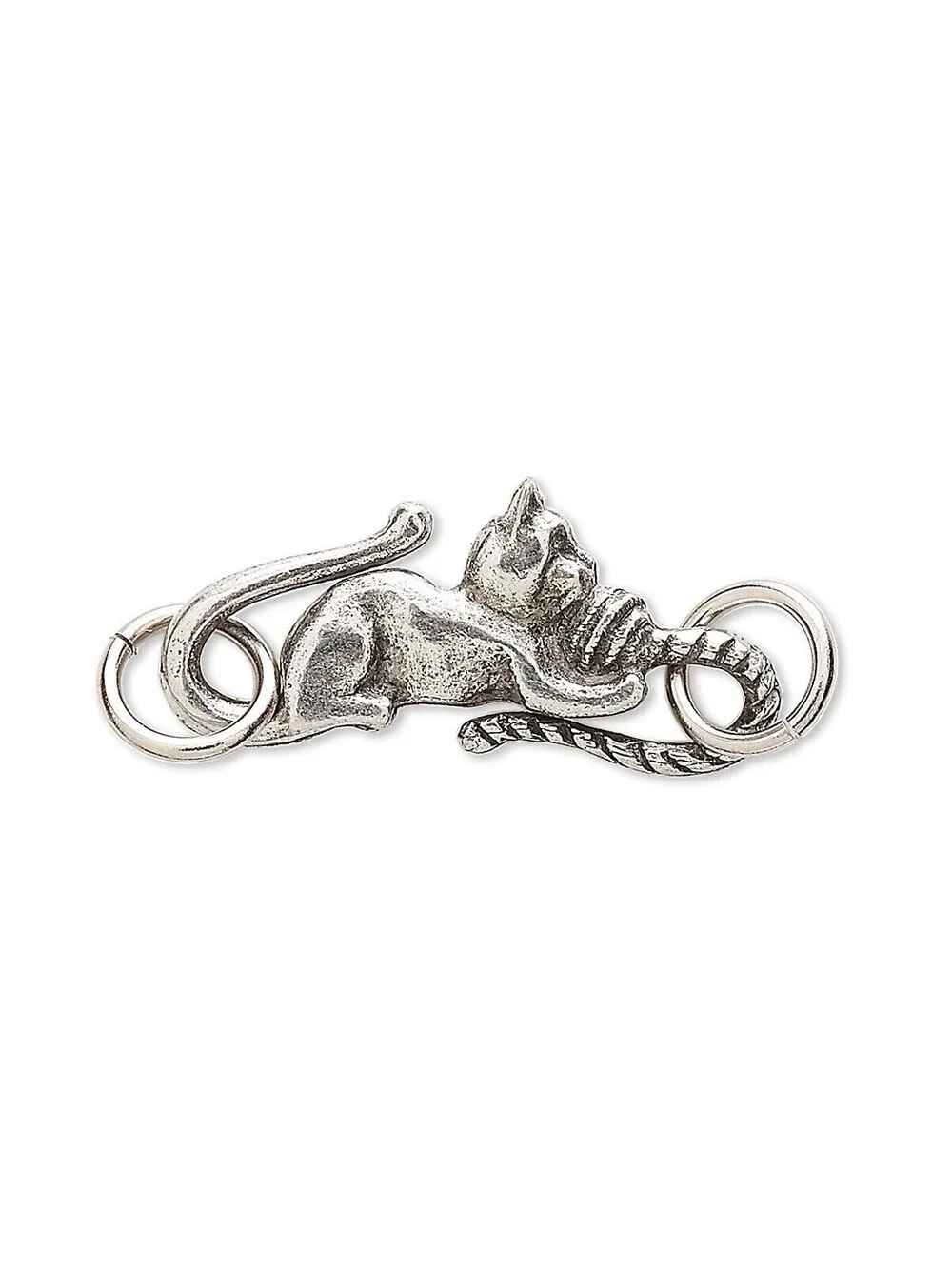 Antiqued Silver Pewter Cat Large S-Hook Bracelet Necklace Clasp 29x13mm USA Made